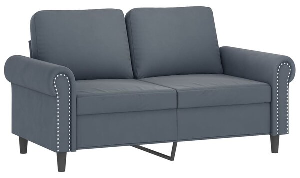 3 részes sötétszürke bársony ülőgarnitúra párnákkal