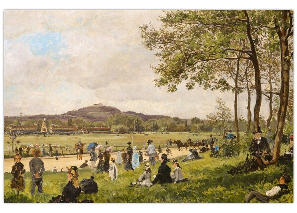 Kép - French 19th Century, Race Course at Longchamps, reprodukciók (90x60 cm)