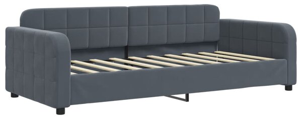 Sötétszürke kihúzható bársony heverő 90 x 190 cm