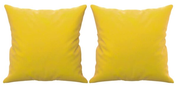 2 személyes sárga bársony kanapé díszpárnákkal 120 cm