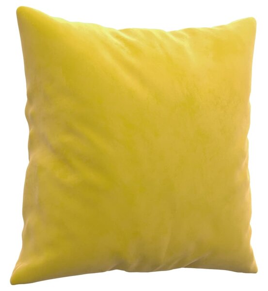 2 személyes sárga bársony kanapé díszpárnákkal 120 cm
