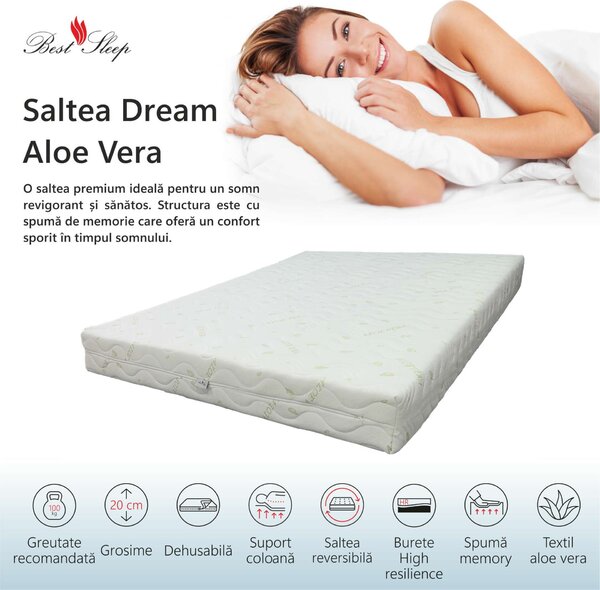 Best Sleep Dream Aloe Vera Ortopéd Memória Matrac, aloe vera terápiás, szteppelt, 90 x 200 cm