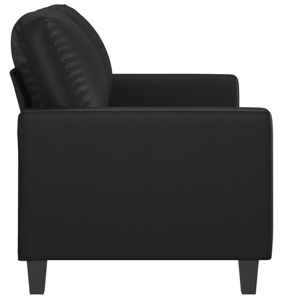 2 személyes fekete műbőr kanapé 120 cm