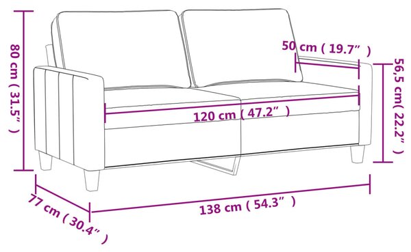 Kétszemélyes sárga bársony kanapé 120 cm