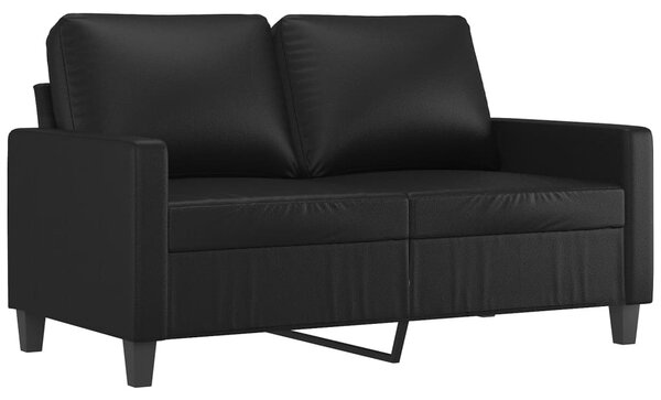 2 személyes fekete műbőr kanapé 120 cm