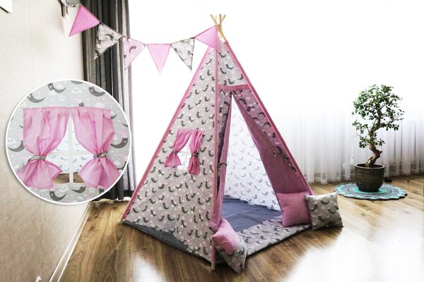 Gyermek sátor Teepee rózsaszín