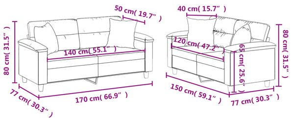 2 részes bézs mikroszálas szövet ülőgarnitúra párnával