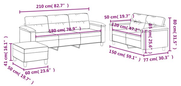 3 részes világosszürke mikroszálas ülőgarnitúra párnákkal