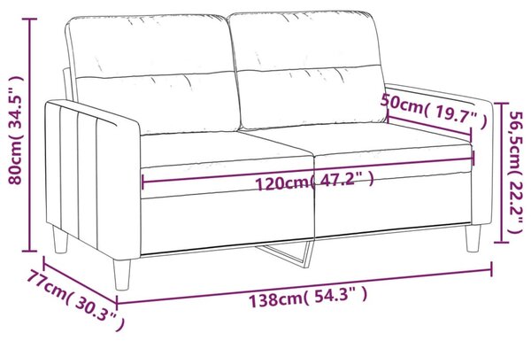 Kétszemélyes krémszínű szövetkanapé 120 cm