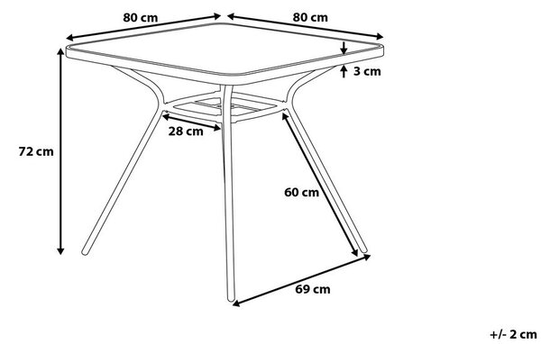 Bisztró asztal LIVO 80 cm 80 cm Üveg Fekete