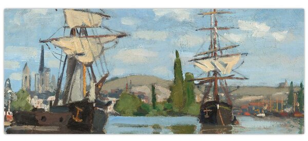 Kép - Claude Monet, Ships Riding on the Seine at Rouen, reprodukciók (120x50 cm)