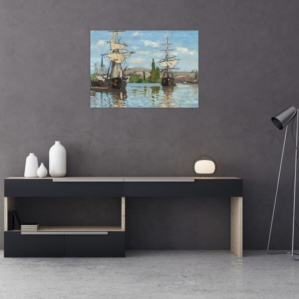 Kép - Claude Monet, Ships Riding on the Seine at Rouen, reprodukciók (70x50 cm)