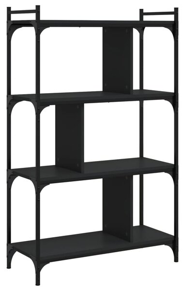 4 szintes fekete szerelt fa könyvespolc 76 x 32 x 123 cm