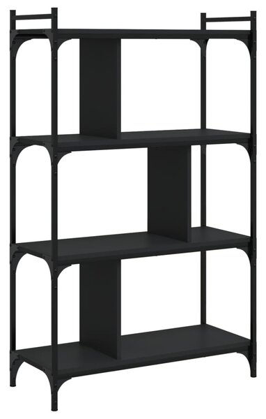 4 szintes fekete szerelt fa könyvespolc 76 x 32 x 123 cm