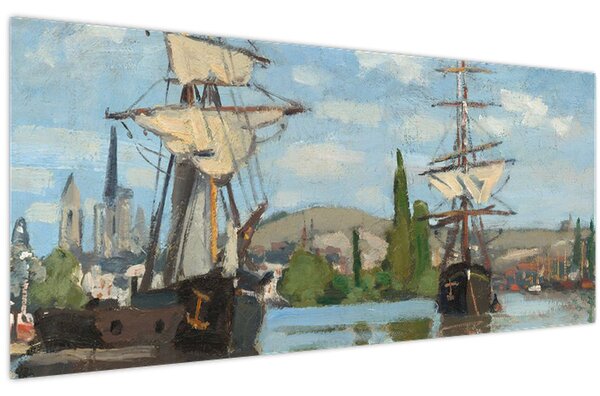 Kép - Claude Monet, Ships Riding on the Seine at Rouen, reprodukciók (120x50 cm)