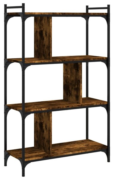 4 szintes füstös tölgy színű fa könyvespolc 76 x 32 x 123 cm
