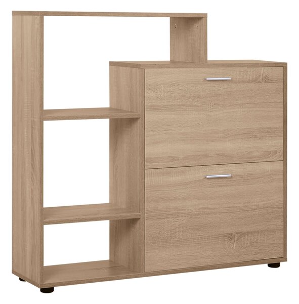 Homcom Cipőtartó belső és külső polcokkal, PAL, 101,5x25,5x98 cm, barna
