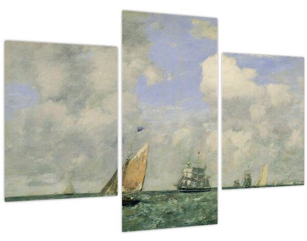 Kép - Eugène Boudin, Ships and Sailing Boats Leaving Le Havre, reprodukciók (90x60 cm)