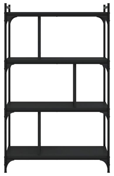 4 szintes fekete szerelt fa könyvespolc 76 x 32 x 123 cm