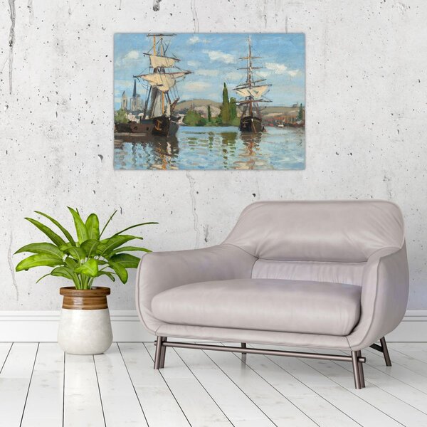 Kép - Claude Monet, Ships Riding on the Seine at Rouen, reprodukciók (70x50 cm)