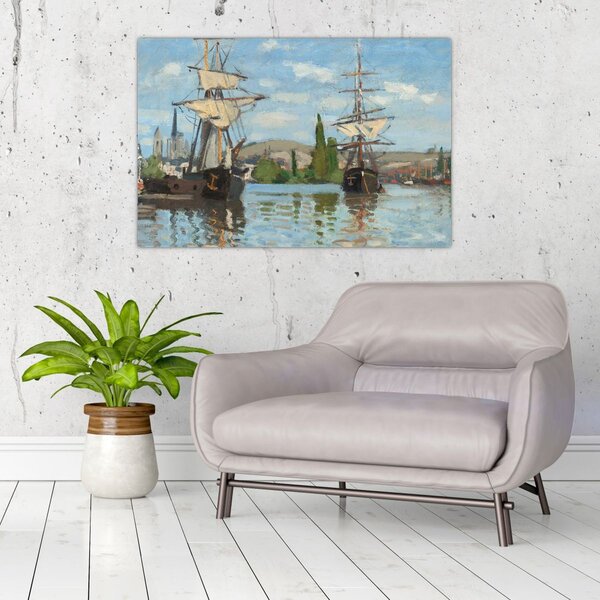 Kép - Claude Monet, Ships Riding on the Seine at Rouen, reprodukciók (90x60 cm)