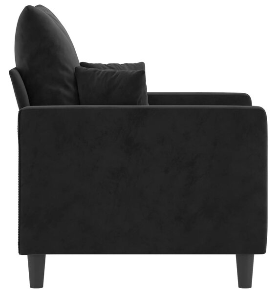 Fekete bársony kanapéfotel 60 cm