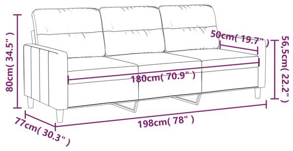 3 személyes fekete szövetkanapé 180 cm