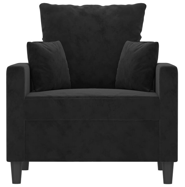 Fekete bársony kanapéfotel 60 cm