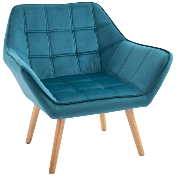 Homcom Fotel, 79 x 69,5 x 72,5 cm, fém / bársony, olajzöld