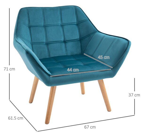 Homcom Fotel, 79 x 69,5 x 72,5 cm, fém / bársony, olajzöld