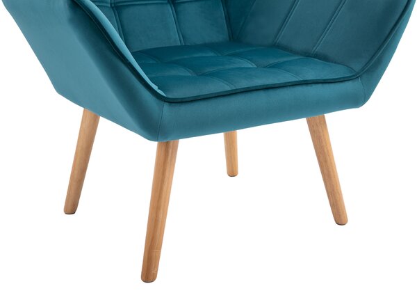 Homcom Fotel, 79 x 69,5 x 72,5 cm, fém / bársony, olajzöld