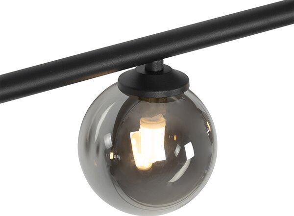 Modern fekete függőlámpa 100 cm 5-lámpás füstüveggel - Athén