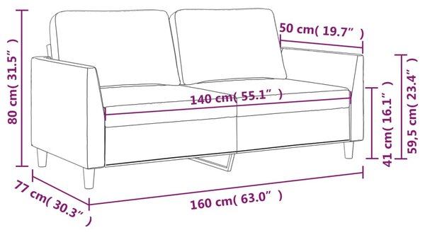 2 személyes fekete műbőr kanapé 140 cm