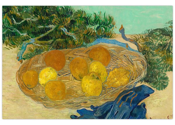 Kép - Vincent van Gogh, Still Life of Oranges and Lemons with Blue Gloves, reprodukciók (90x60 cm)