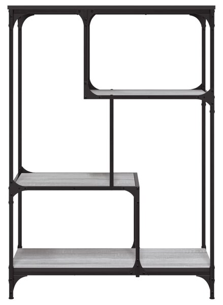 Szürke sonoma szerelt fa és acél könyvespolc 81x36x115 cm