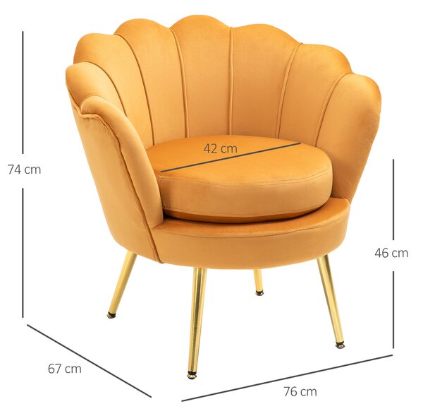 Homcom retro Fotel, 76x67x74cm, Sárga