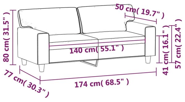 2 személyes cappuccino színű műbőr kanapé 140 cm
