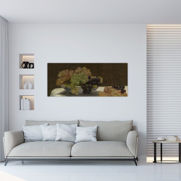 Kép - Henri Fantin-Latour, Still Life with Grapes and a Carnation, reprodukciók (120x50 cm)