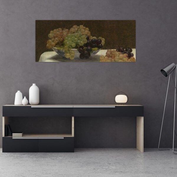 Kép - Henri Fantin-Latour, Still Life with Grapes and a Carnation, reprodukciók (120x50 cm)