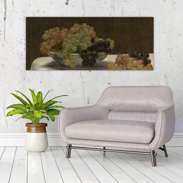 Kép - Henri Fantin-Latour, Still Life with Grapes and a Carnation, reprodukciók (120x50 cm)