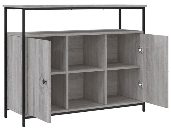 Szürke sonoma színű szerelt fa tálalószekrény 100 x 35 x 80 cm