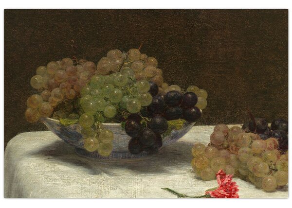 Kép - Henri Fantin-Latour, Still Life with Grapes and a Carnation, reprodukciók (90x60 cm)