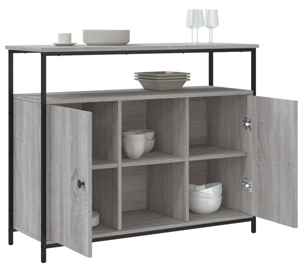 Szürke sonoma színű szerelt fa tálalószekrény 100 x 35 x 80 cm