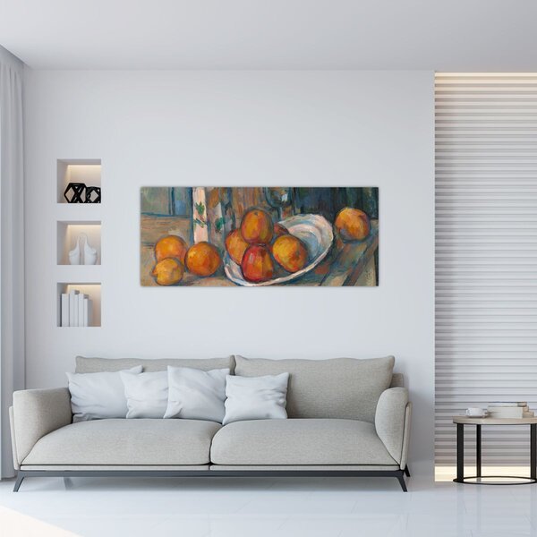 Kép - Paul Cézanne, Still Life with Milk Jug and Fruit, reprodukciók (120x50 cm)