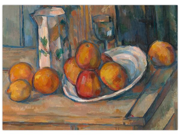 Kép - Paul Cézanne, Still Life with Milk Jug and Fruit, reprodukciók (70x50 cm)