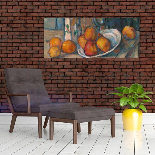 Kép - Paul Cézanne, Still Life with Milk Jug and Fruit, reprodukciók (120x50 cm)