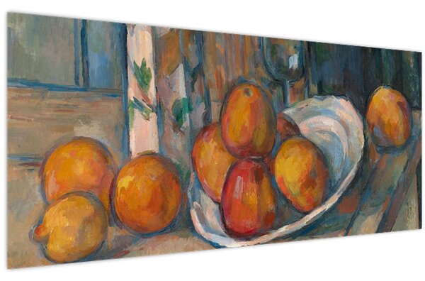 Kép - Paul Cézanne, Still Life with Milk Jug and Fruit, reprodukciók (120x50 cm)
