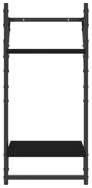 2 db 2 szintes fekete falipolc rúddal 30x25x65 cm