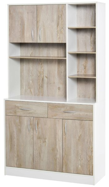 Homcom Tálalószekrény, Max 70 kg, Forgácslap/Fa, 100 x 39 x 180 cm, Fehér/Bézs