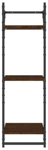 2 db 3 szintes barna tölgy színű fali polc rúddal 30x25x100 cm